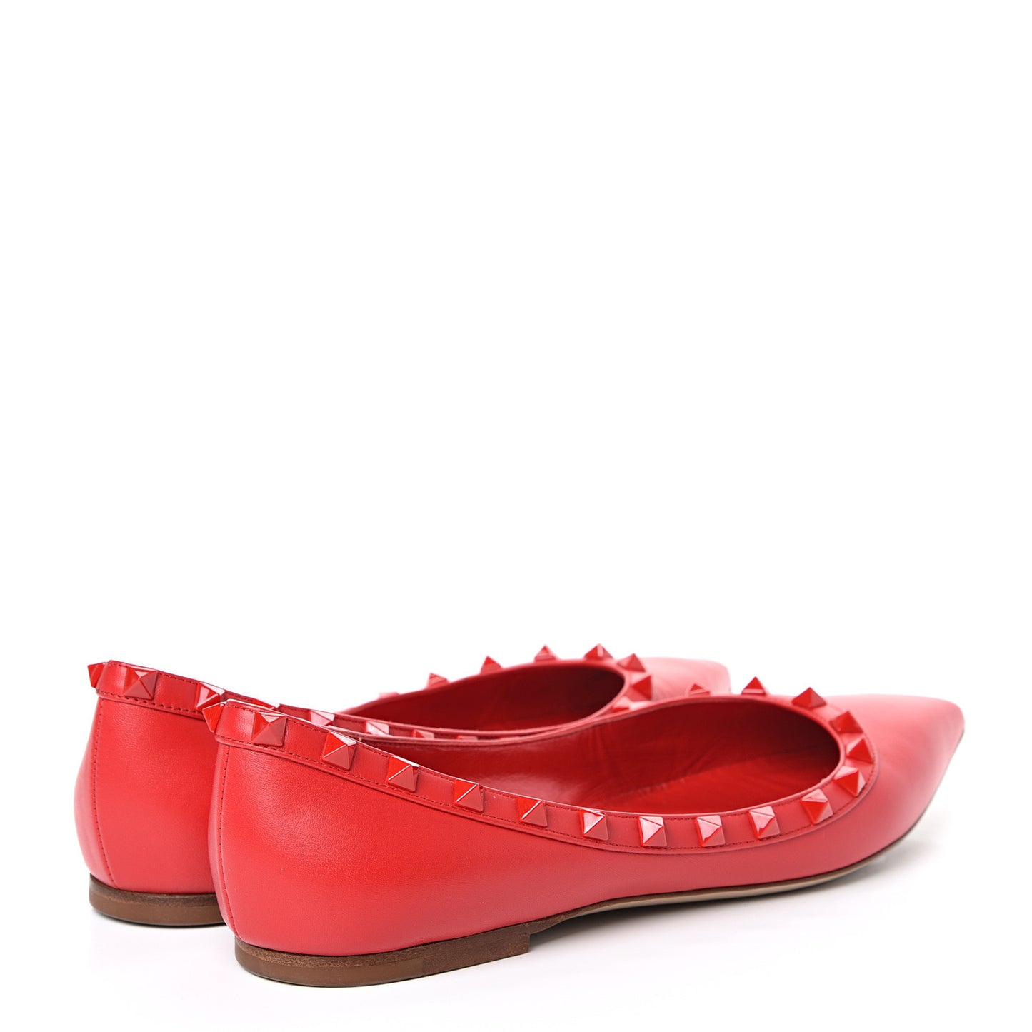 Nappa Monochrome Rockstud Ballerina Flats 39 Rouge Pur