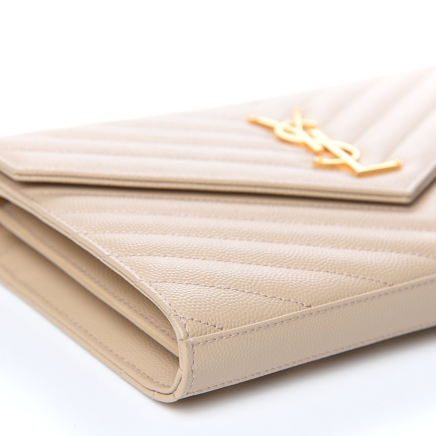 Grain De Poudre Matelasse Chevron Monogram Chain Wallet Nude Powder