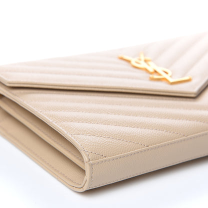 Saint Laurent Grain De Poudre Matelasse Chevron Monogram Chain Wallet Nude Powder 8 of 8