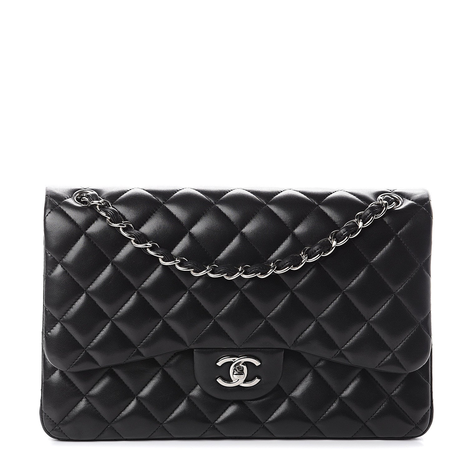 Chanel Lambskin Quilted Jumbo Double Flap Black 1 of 9