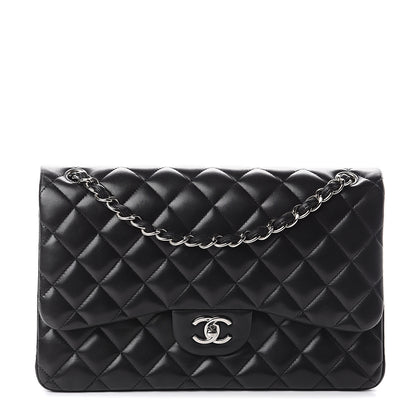 Chanel Lambskin Quilted Jumbo Double Flap Black 1 of 9