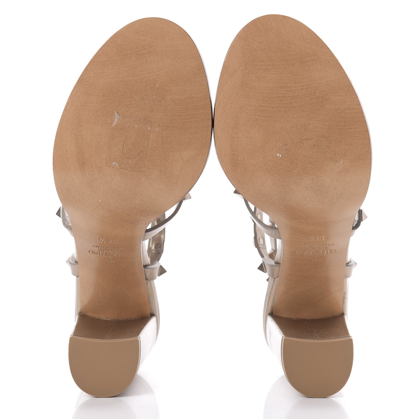 Metallic Calfskin Rockstud 90mm City Sandals 38.5 Skin