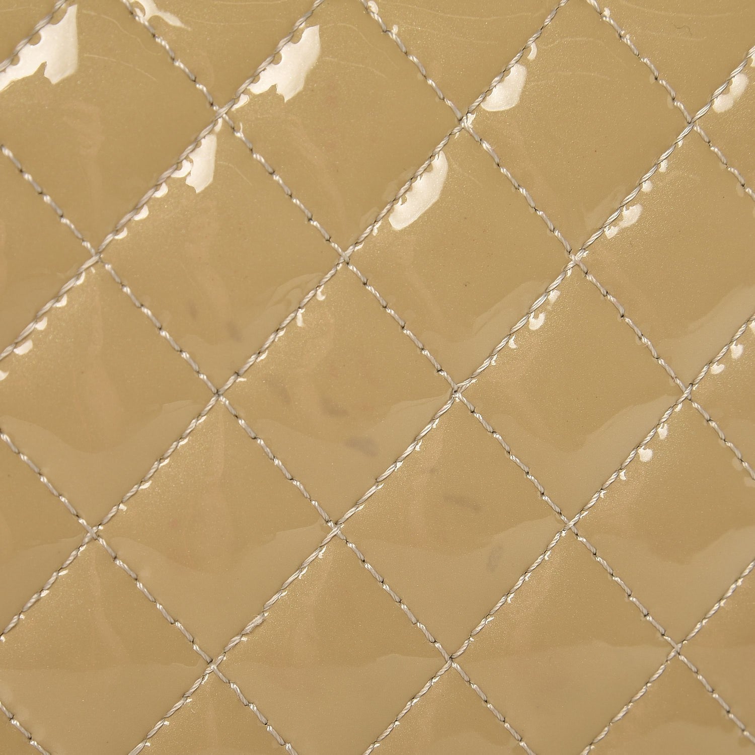 Chanel Patent Calfskin Quilted Brilliant East West Flap Clutch Beige 8 of 8