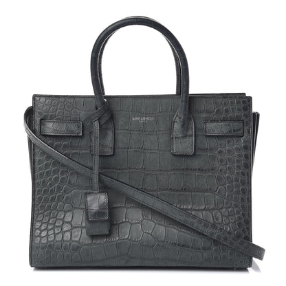 Saint Laurent Calfskin Crocodile Embossed Baby Sac De Jour Dusty Black 1 of 15