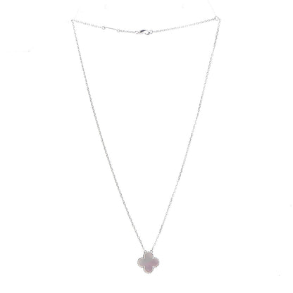 Van Cleef & Arpels 18K White Gold Mother of Pearl Vintage Alhambra Pendant Necklace 3 of 6