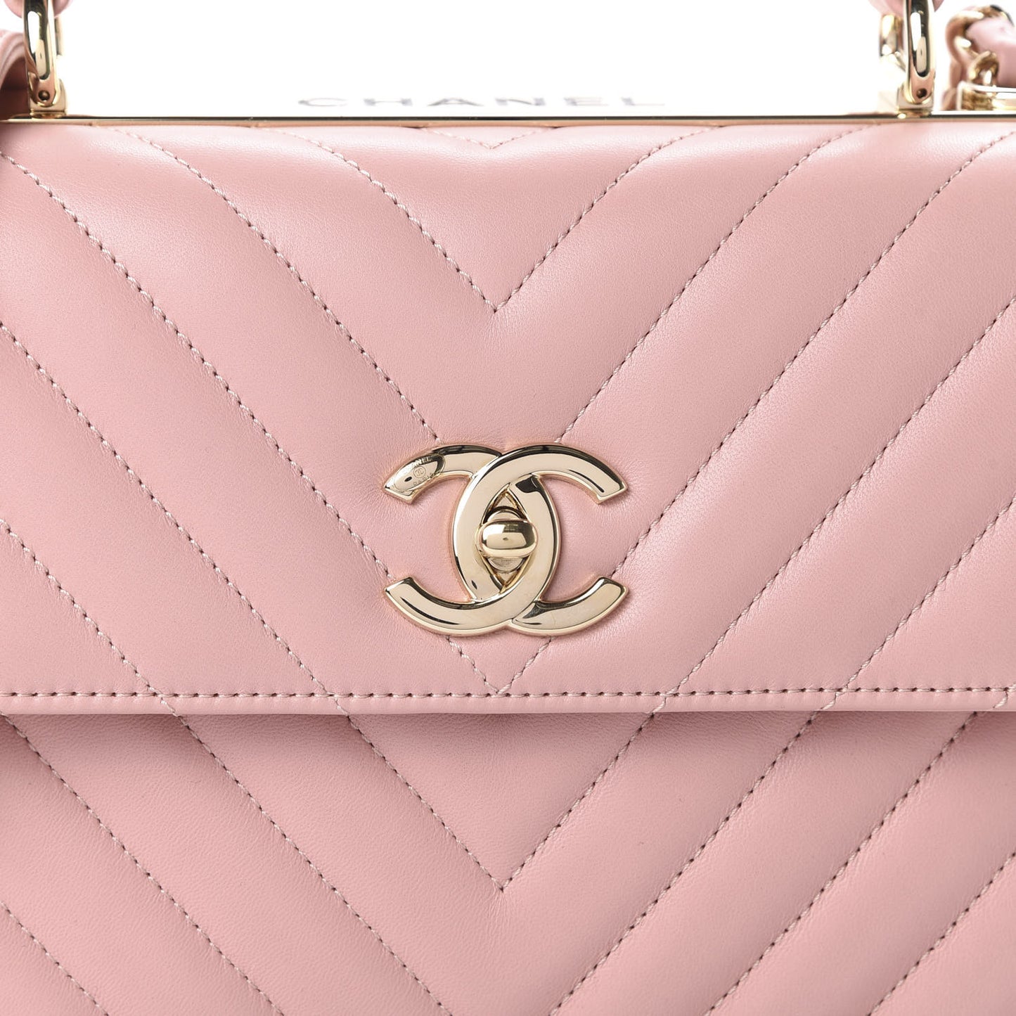 Lambskin Chevron Quilted Small Trendy CC Dual Handle Flap Bag Light Pink