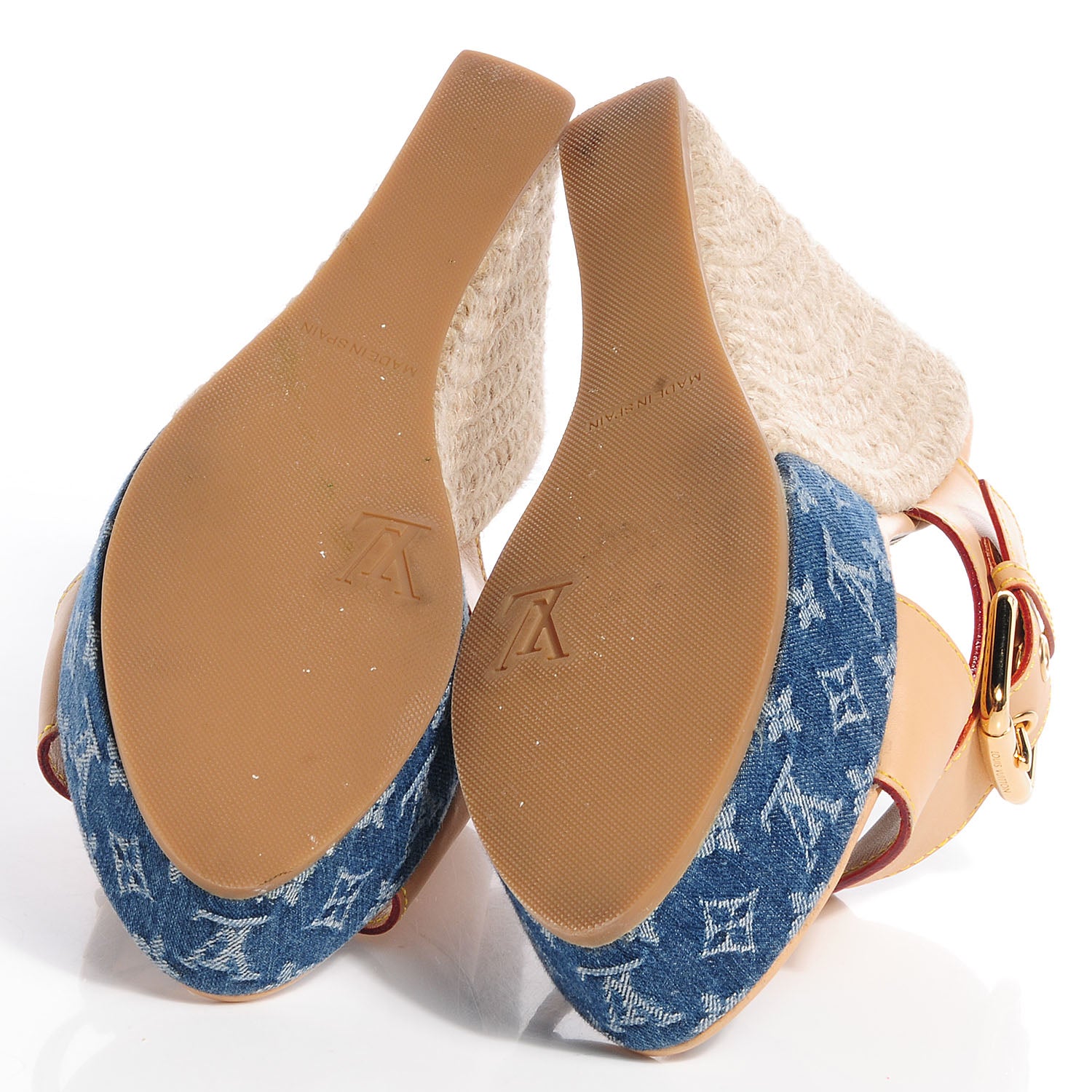 Louis Vuitton Vachetta Denim Juan Les Pins Espadrille Wedge Heels 38 Blue 7 of 9