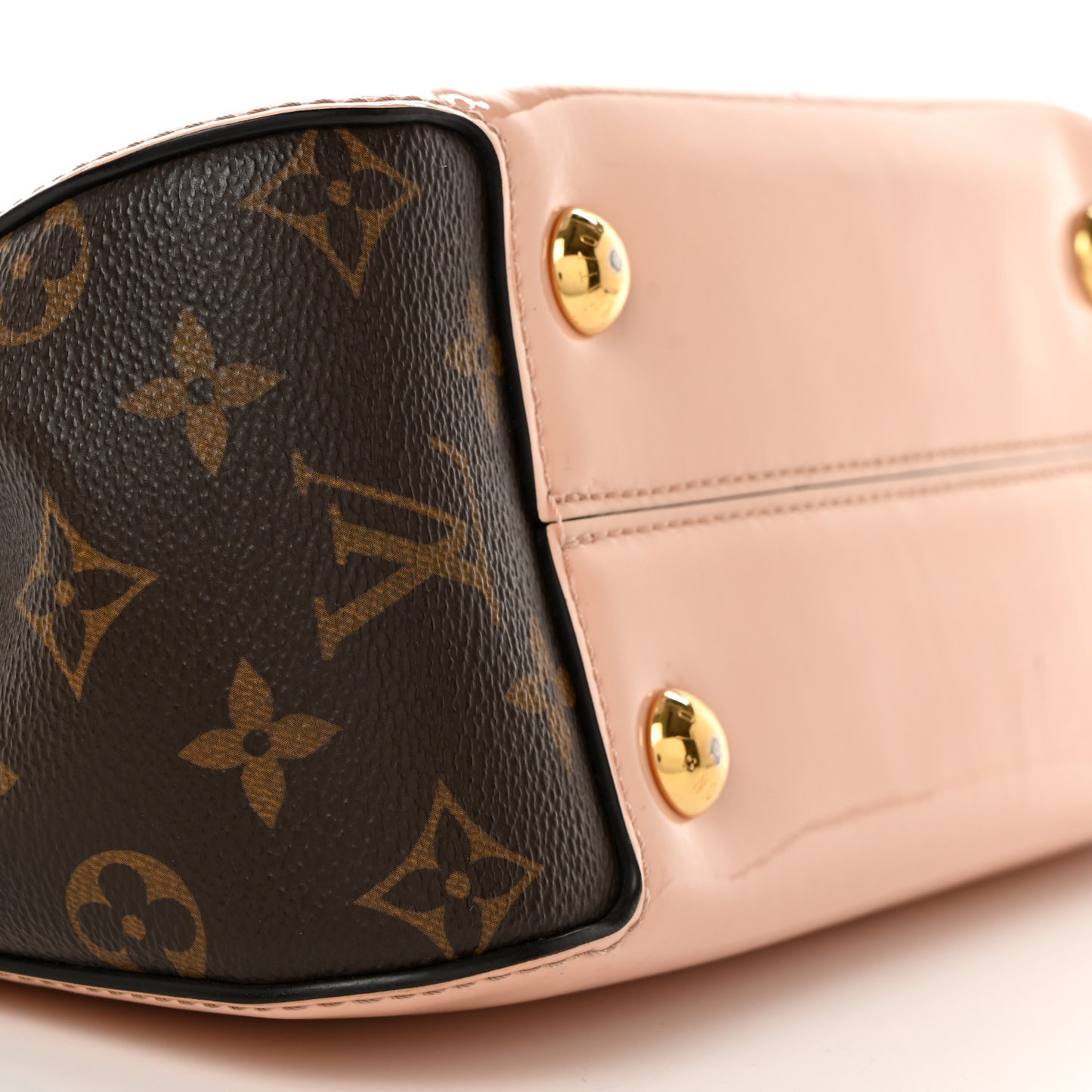 Patent Calfskin Monogram Cherrywood PM Rose Ballerine