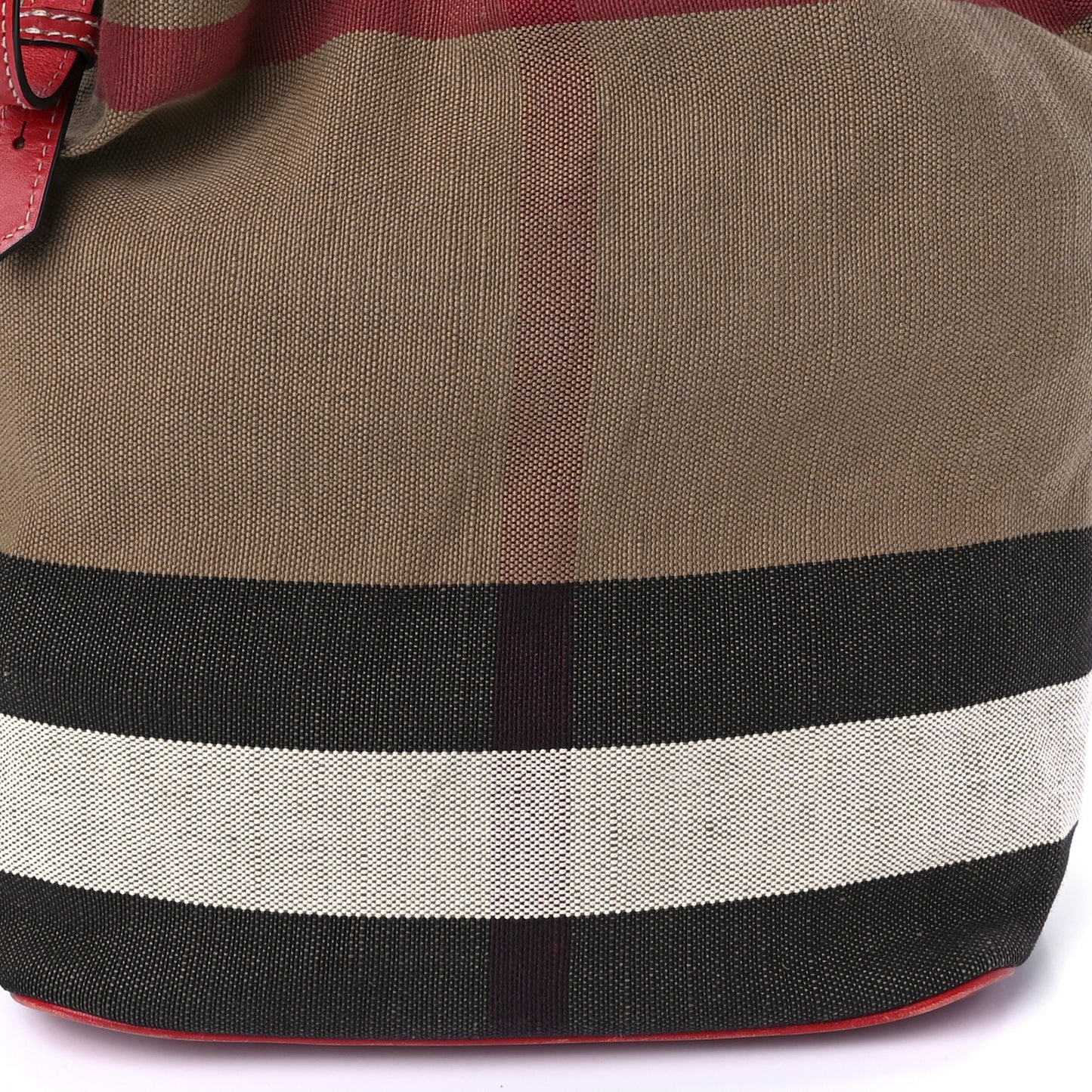 Canvas Mega Check Medium Ashby Bucket Bag Red