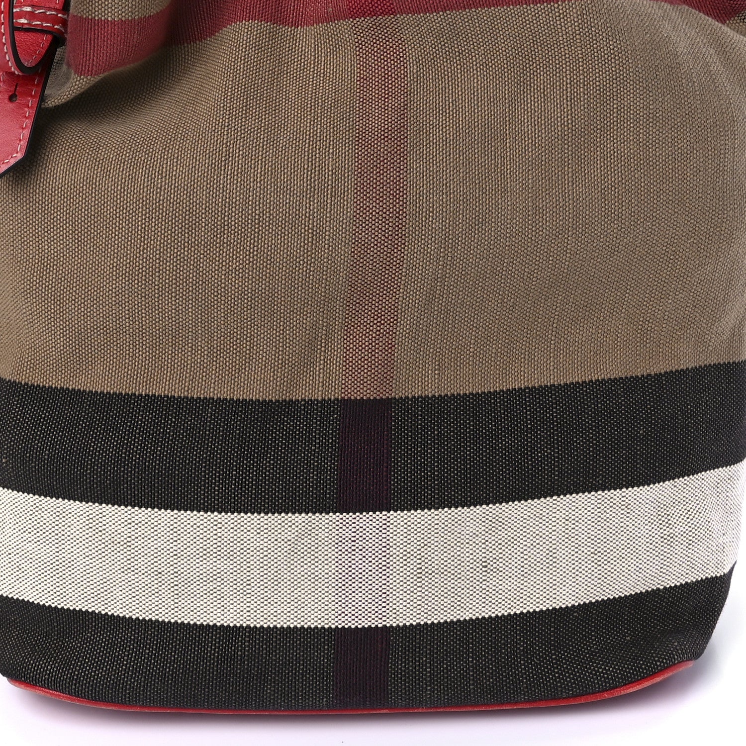 Burberry Canvas Mega Check Medium Ashby Bucket Bag Red 8 of 9