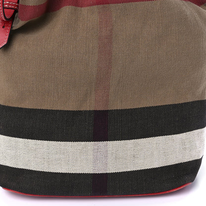 Burberry Canvas Mega Check Medium Ashby Bucket Bag Red 8 of 9
