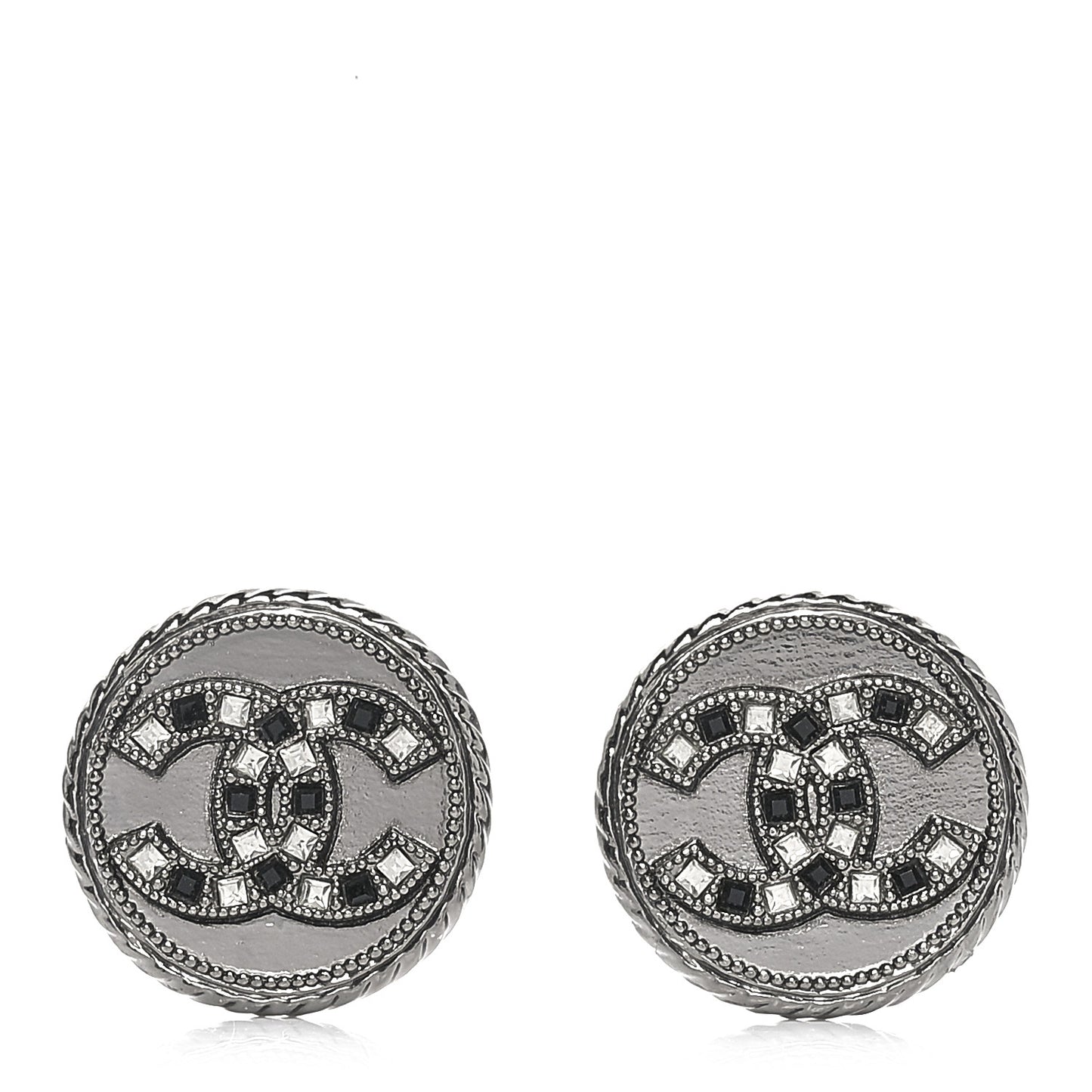 Ruthenium Crystal CC Round Earrings