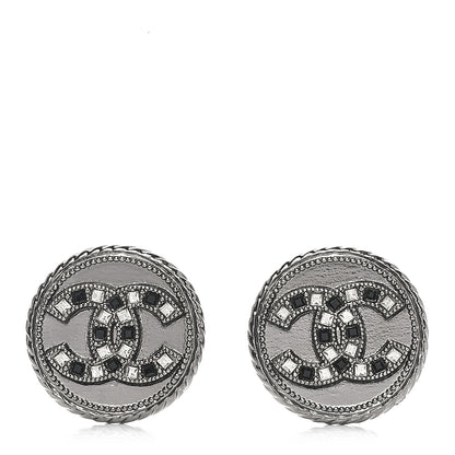 Chanel Ruthenium Crystal CC Round Earrings 1 of 4