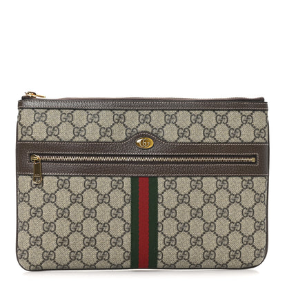 Gucci GG Supreme Monogram Large Ophidia Pouch Clutch Brown 1 of 8