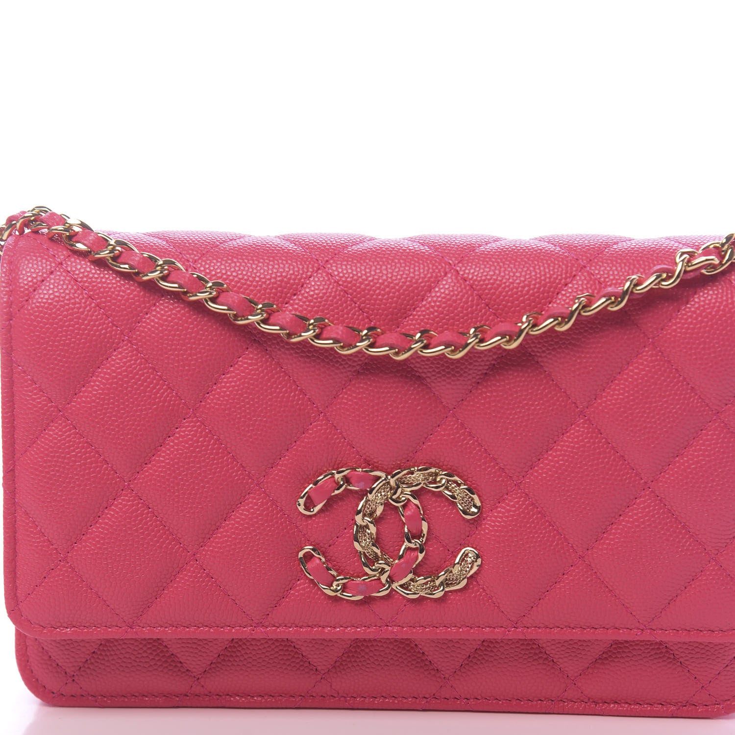 Chanel Caviar Quilted French New Wave Chain CC Wallet On Chain WOC Pink 11 of 12