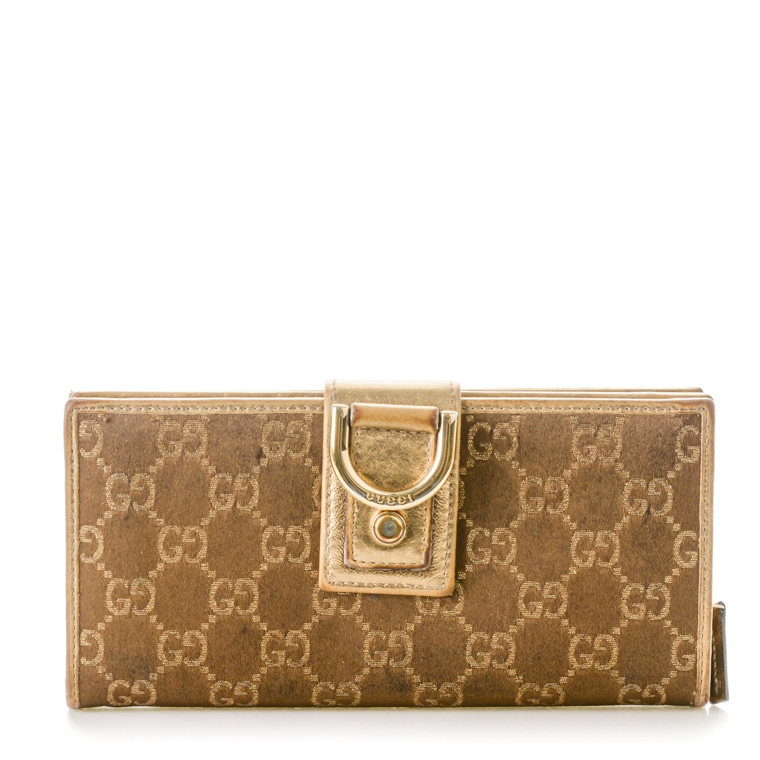 Gucci Satin Monogram Abbey Continental Wallet Gold 1 of 8