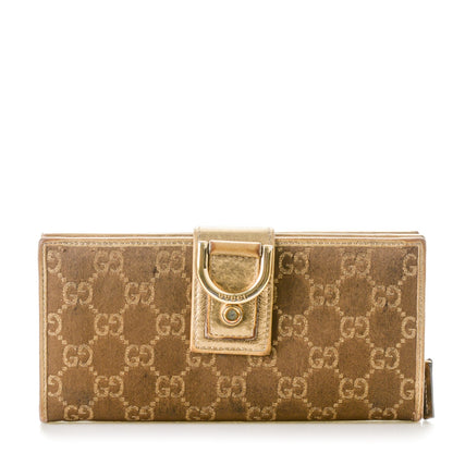 Gucci Satin Monogram Abbey Continental Wallet Gold 1 of 8