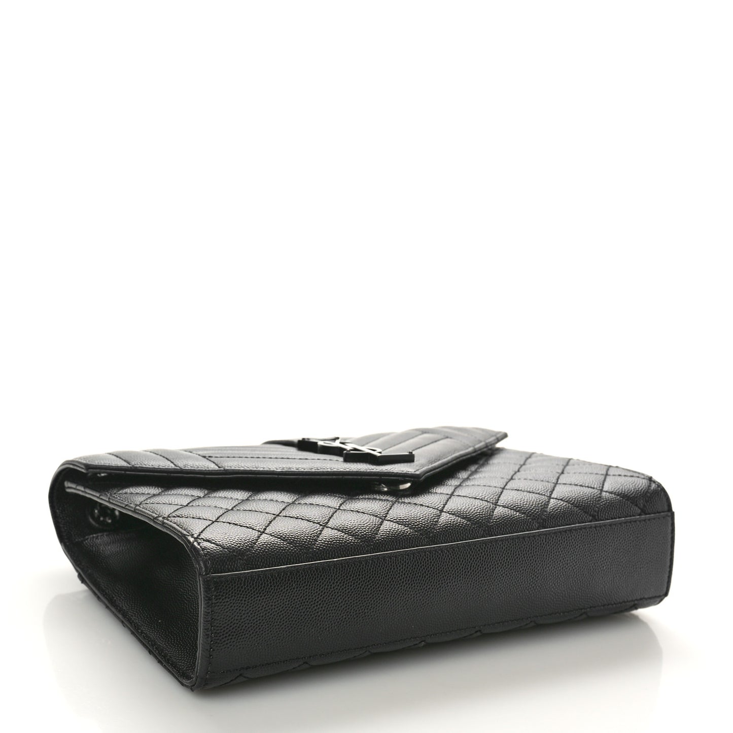 Grain De Poudre Textured Mixed Matelasse Triquilt Medium Monogram Monochrome Satchel Black