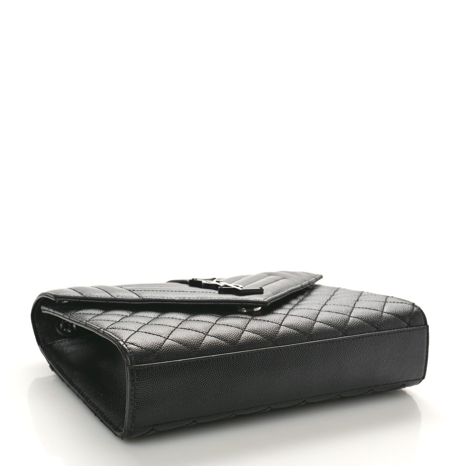 Saint Laurent Grain De Poudre Textured Mixed Matelasse Triquilt Medium Monogram Monochrome Satchel Black 4 of 10