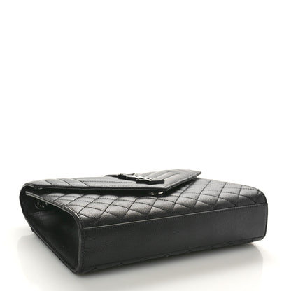 Saint Laurent Grain De Poudre Textured Mixed Matelasse Triquilt Medium Monogram Monochrome Satchel Black 4 of 10