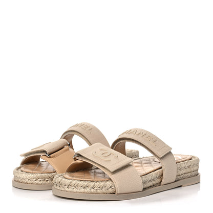 Chanel Grosgrain Lambskin Elastic Flat Mules 36 Beige 3 of 10