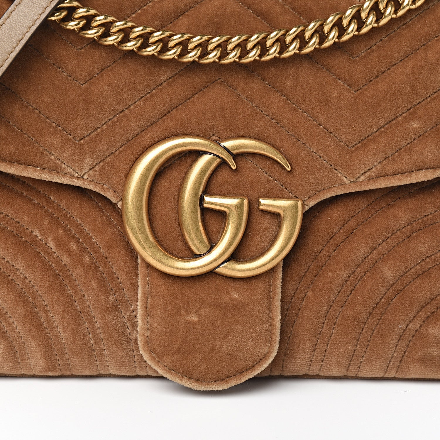 Gucci Velvet Matelasse Medium GG Marmont Shoulder Bag Taupe 9 of 9