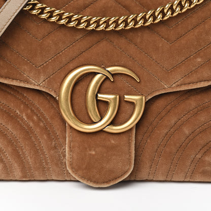 Gucci Velvet Matelasse Medium GG Marmont Shoulder Bag Taupe 9 of 9