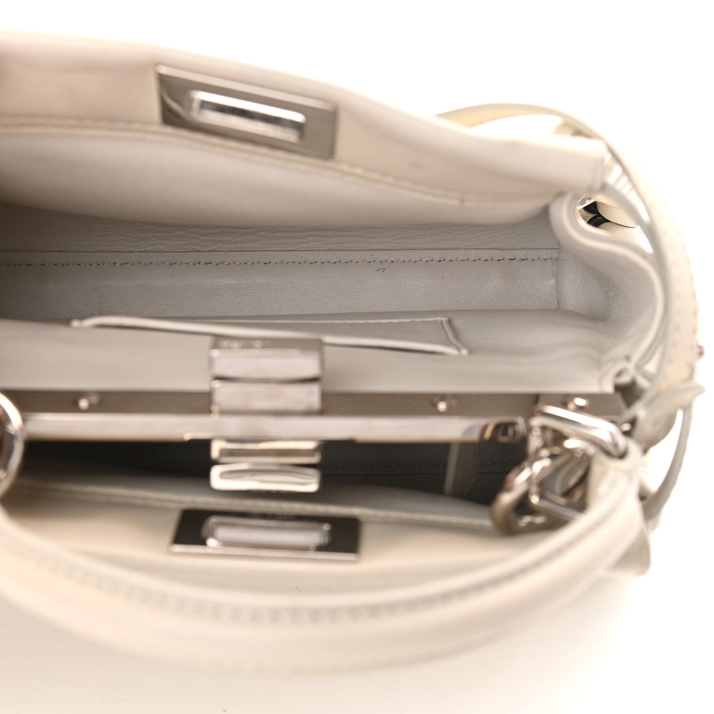 Nappa Lace Up Mini Peekaboo Iconic Satchel Bianco Carta