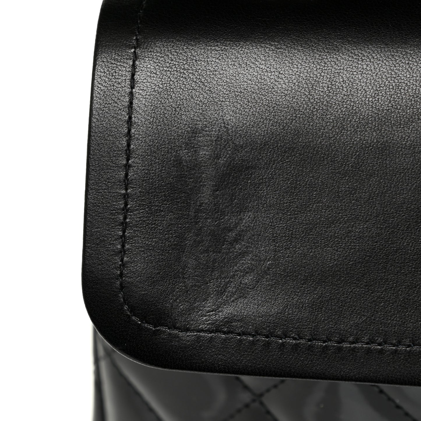 Patent Quilted Maxi Double Flap Black