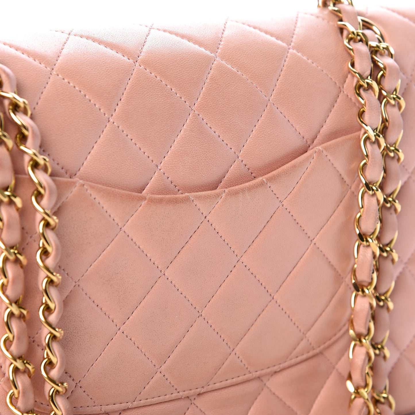 Lambskin Quilted Medium Double Flap Light Pink