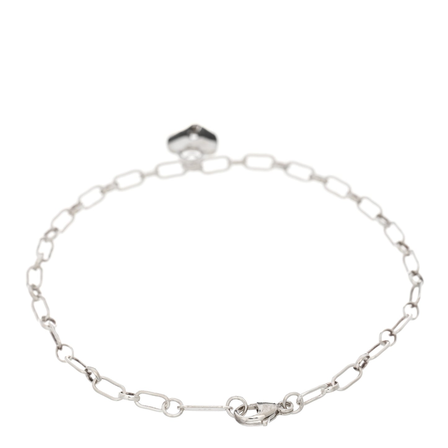Sterling Silver Heart Lock Charm Bracelet