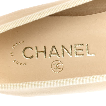 Chanel Lambskin Cap Toe CC Ballerina Flats 39.5 Beige Black 8 of 10