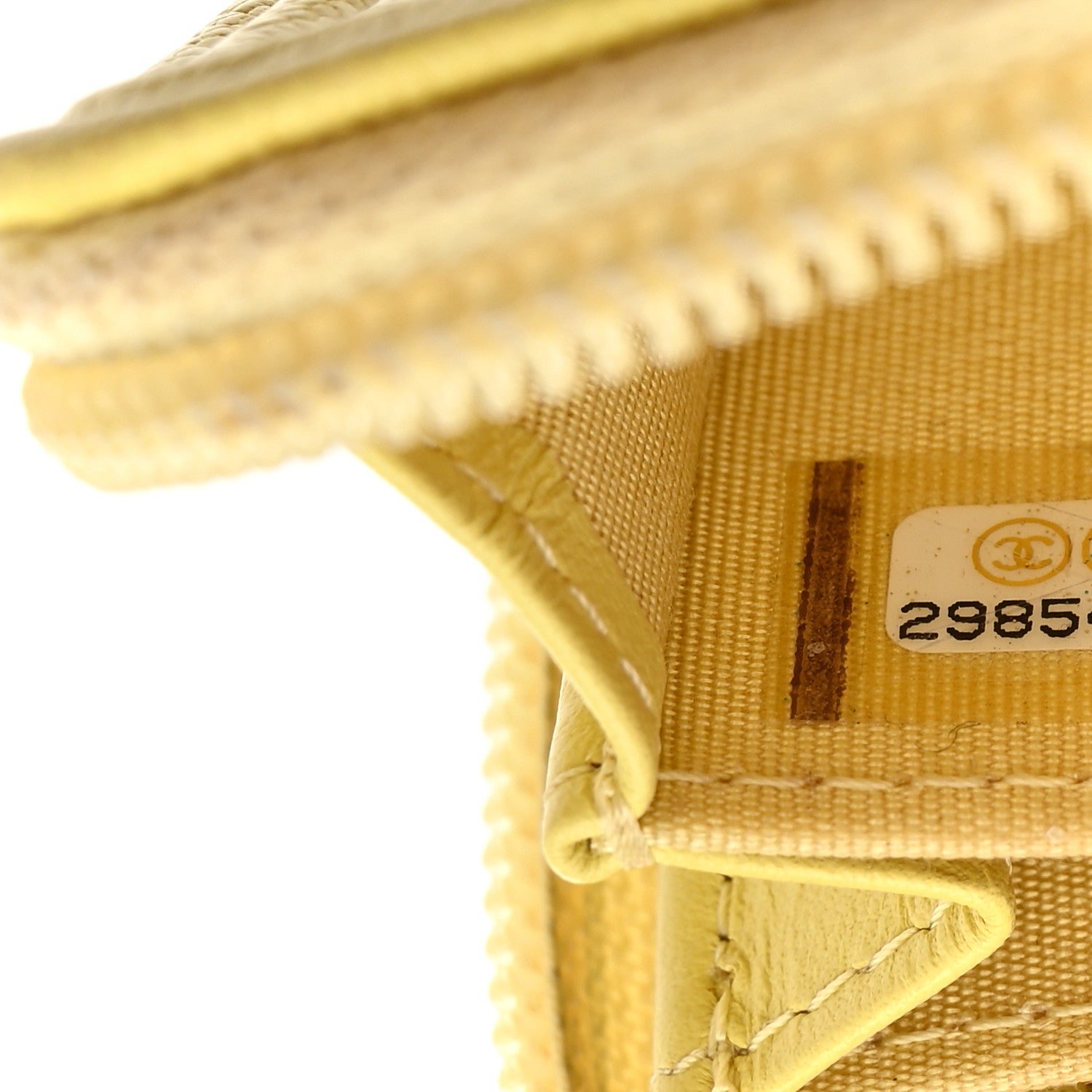 Chanel Caviar Chevron Quilted Boy Zip Around Coin Purse Wallet Yellow 7 of 7