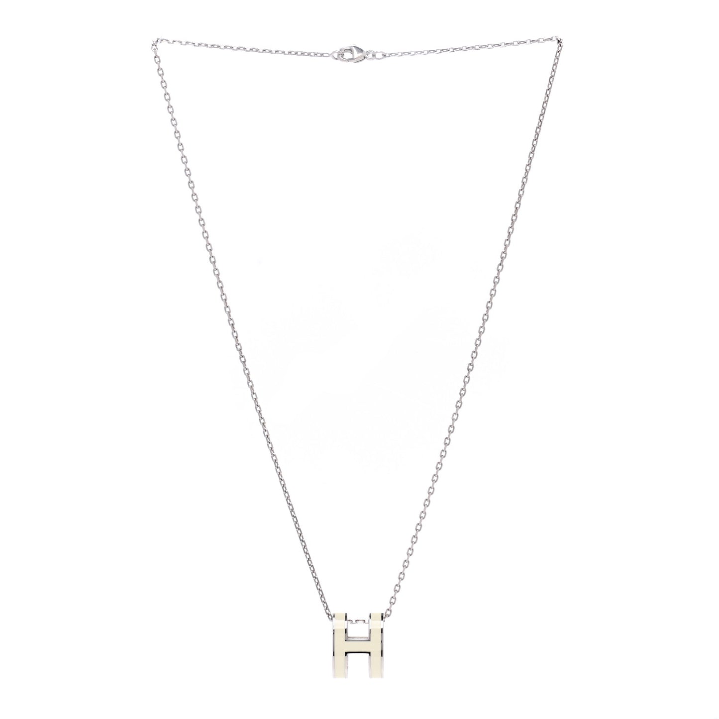 Lacquered Palladium Pop H Pendant Necklace White