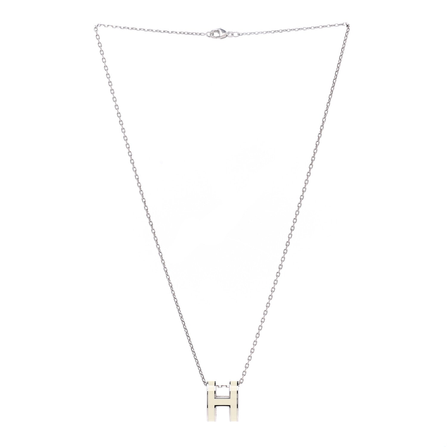 Hermes Lacquered Palladium Pop H Pendant Necklace White 3 of 8