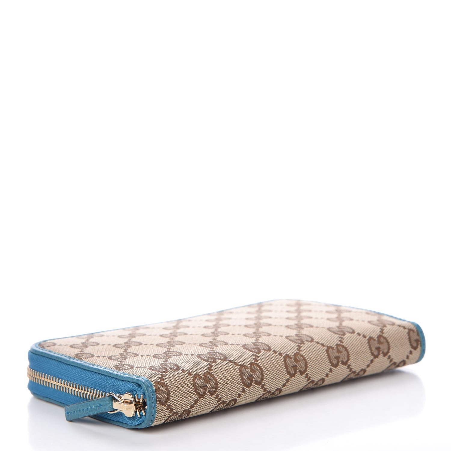 Gucci Monogram Dollar Calfskin Zip Around Wallet Beige Ebony Deep Cobalt 4 of 7