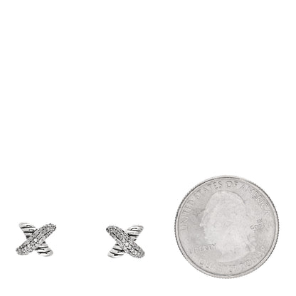David Yurman Sterling Silver Diamond 8mm X Earrings 2 of 4