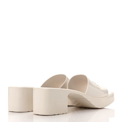 Gucci Rubber Gucci Logo Womens Platform 20/60mm Slide Sandals 37 Mystic White 4 of 7