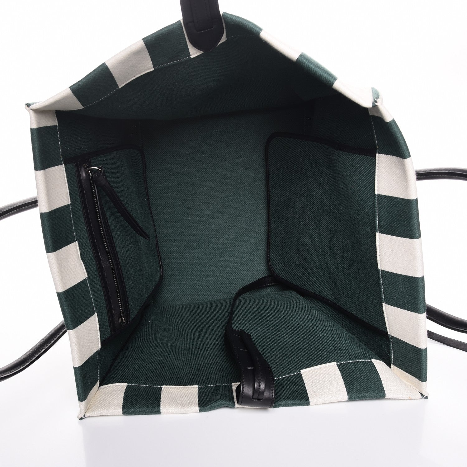 Celine Cotton Canvas Striped Medium Phantom Luggage White Green 5 of 8