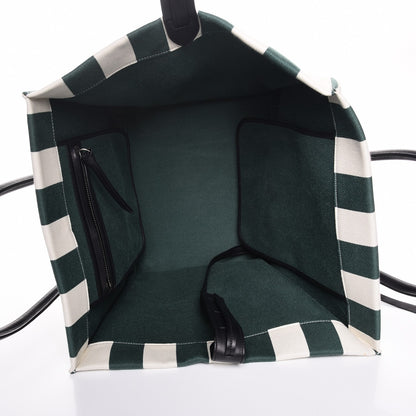Celine Cotton Canvas Striped Medium Phantom Luggage White Green 5 of 8