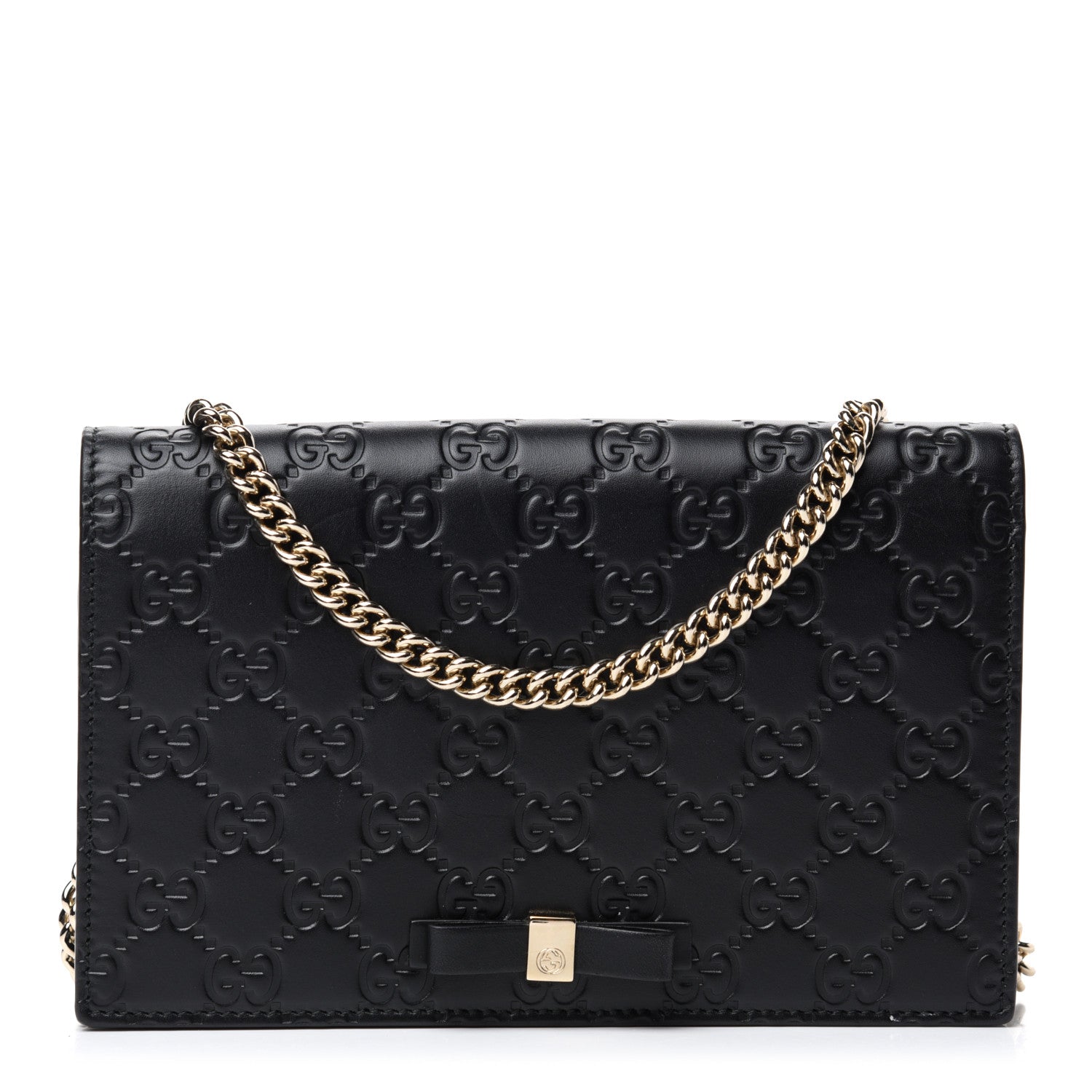 Gucci Guccissima Signature Bowy Chain Wallet Black 1 of 10