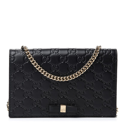 Gucci Guccissima Signature Bowy Chain Wallet Black 1 of 10