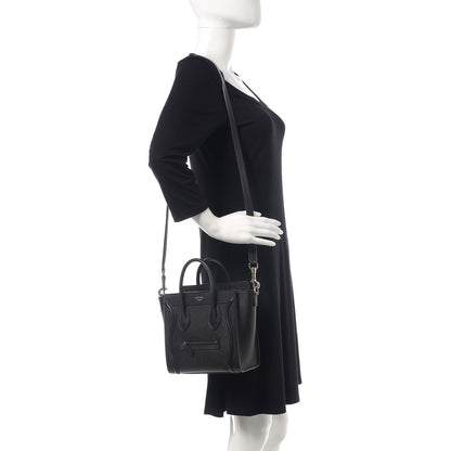 Celine Drummed Calfskin Nano Luggage Black 2 of 9