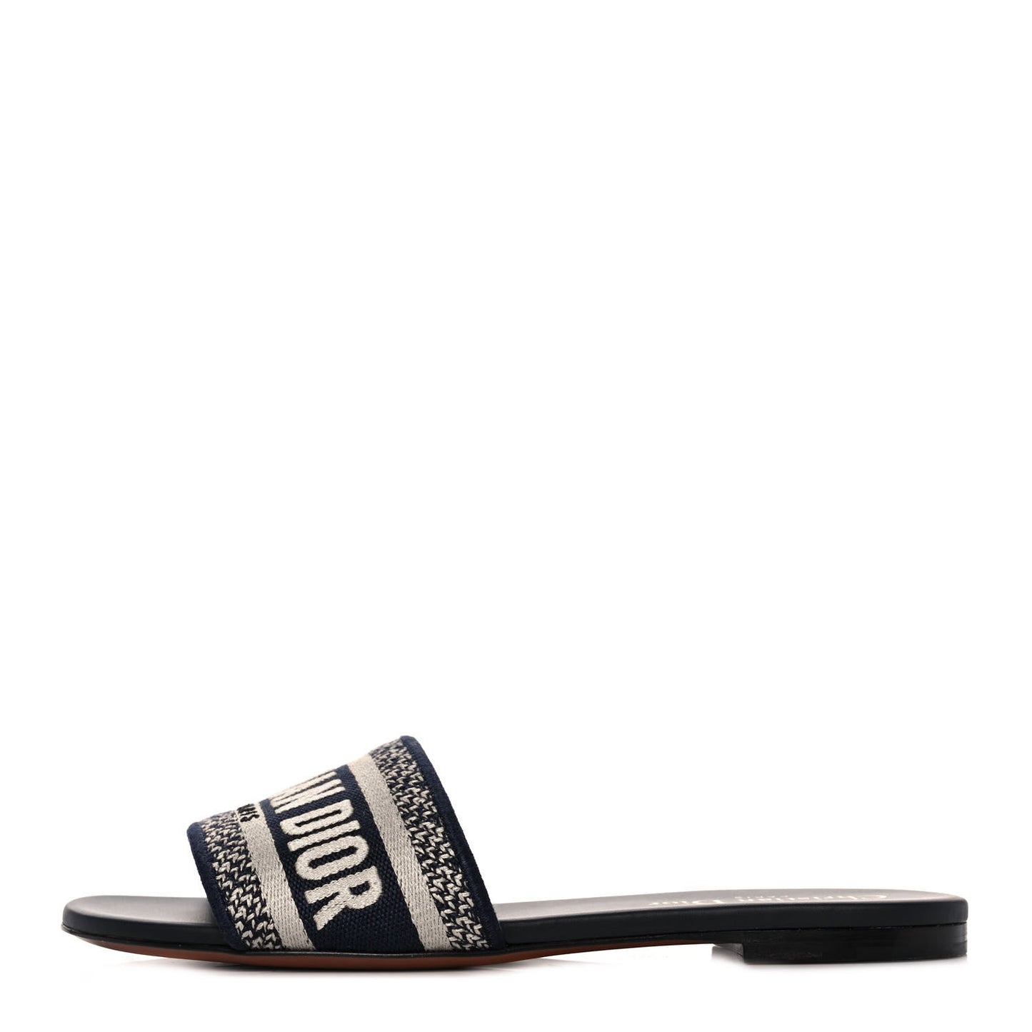 Canvas Embroidered Dway Mules Slide Sandals 36.5 Deep Blue