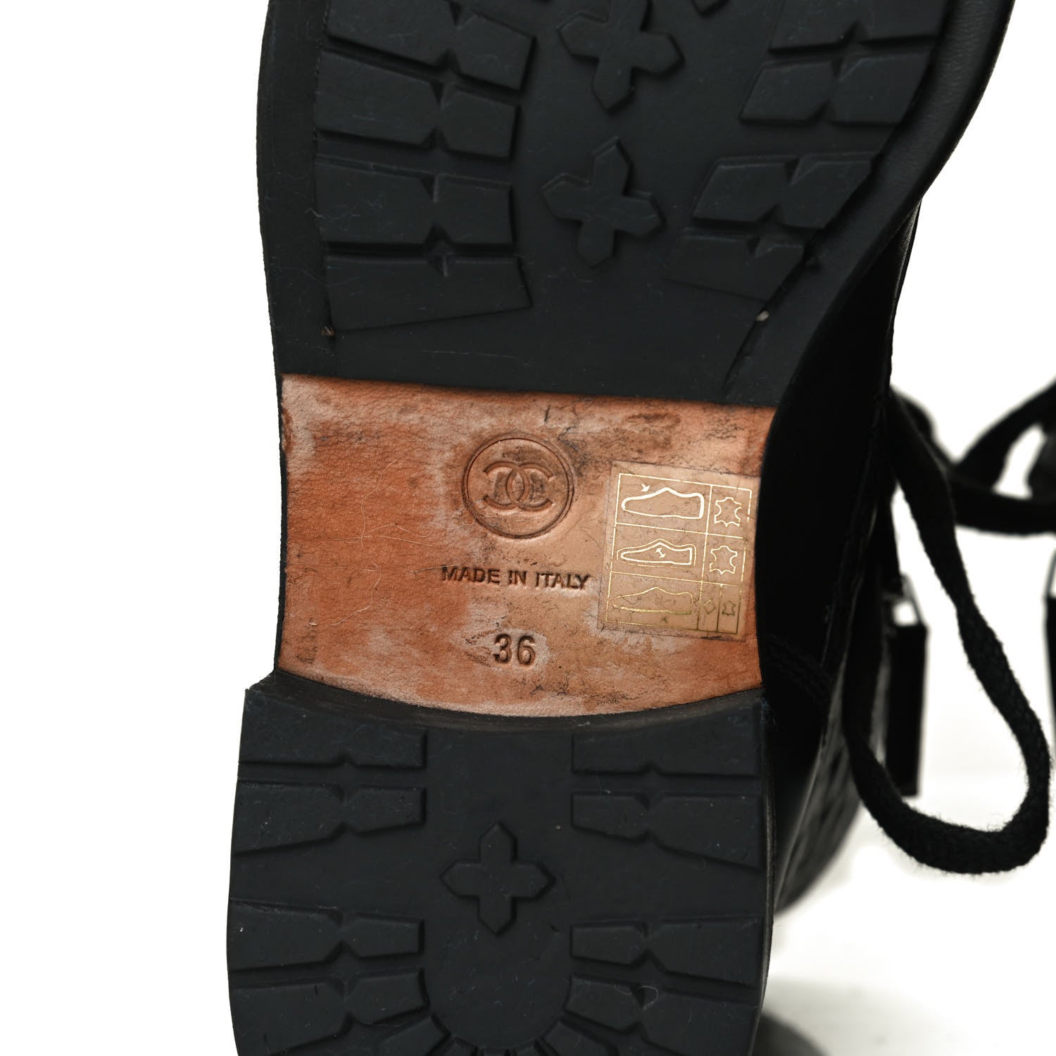 Chanel Calfskin Quilted Lace Up Combat Boots 36 Black 6 of 9