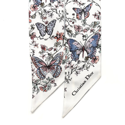 Christian Dior Silk Toile De Jouy Papillon Mitzah Scarf White Blue 2 of 3