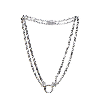 David Yurman Sterling Silver Diamond Double Wheat Chain Necklace 3 of 3