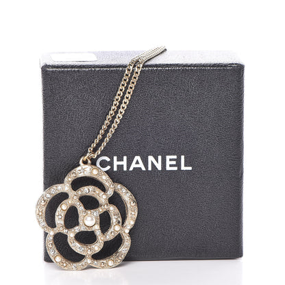 Chanel Crystal Pearl Camellia Necklace Gold 6 of 6