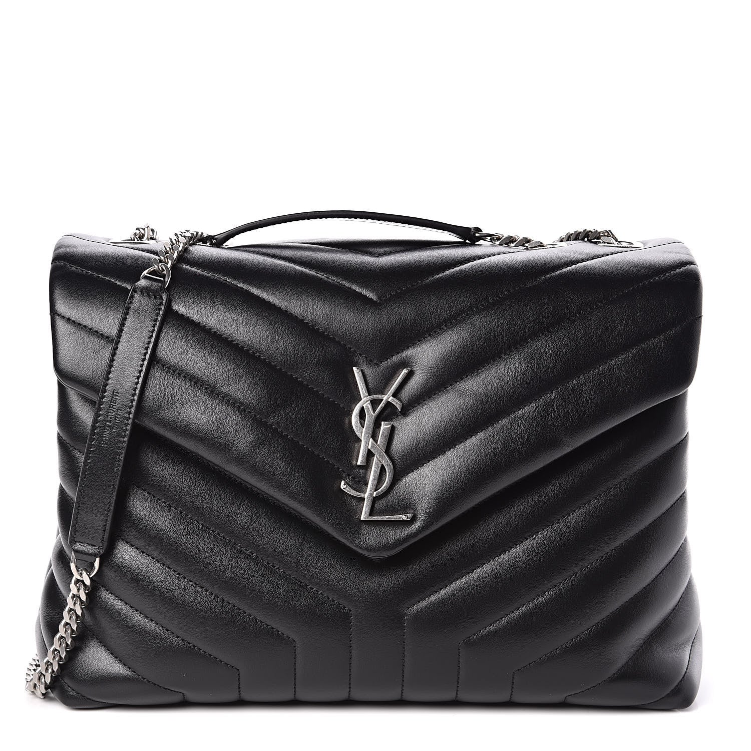 Saint Laurent Calfskin Y Quilted Monogram Medium Loulou Chain Satchel Black 1 of 10