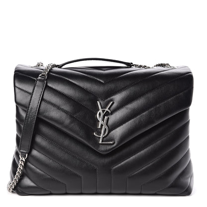 Saint Laurent Calfskin Y Quilted Monogram Medium Loulou Chain Satchel Black 1 of 10